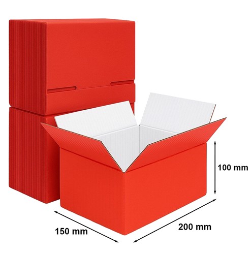 Pakiet 50 czerwonych kartonów klapowych 200x150x100 mm – estetyczne opakowania wysyłkowe