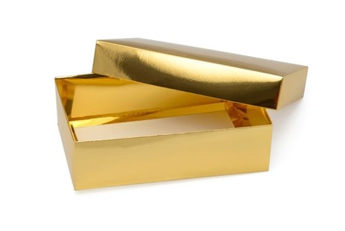 Złote pudełko laminowane z pokrywką