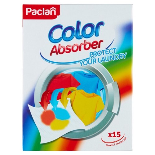 Chusteczki wyłapujące kolor Paclan Color Absorber – 15 sztuk, ochrona ubrań w praniu