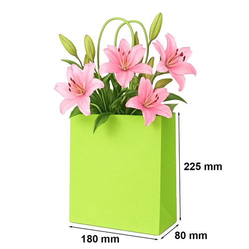 Zielona torebka papierowa 180x80x225 mm z uchwytem skręcanym – mała i ekologiczna