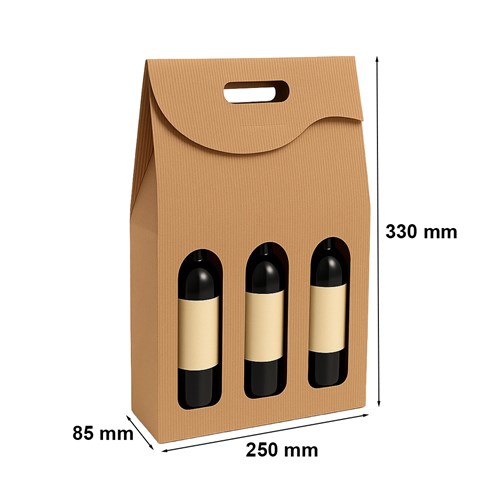 Pudełko karbowane 250x85x330mm / 3 wina