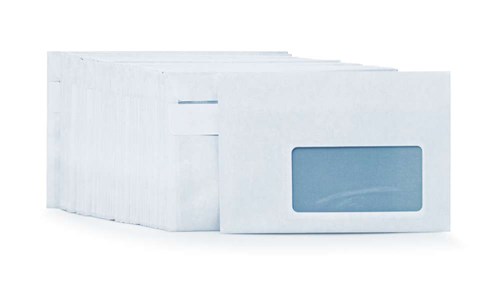 Białe koperty pocztowe w rozmiarze C6(tj: ćwiartka formatu A4) z dwoma paskami samoprzylepnymi