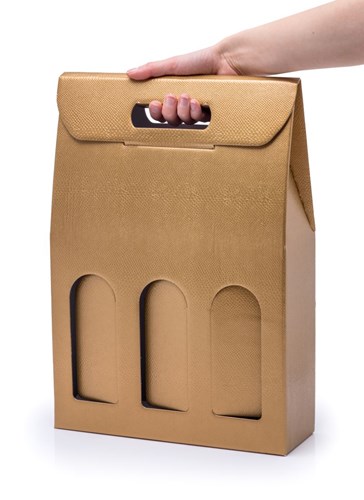 Pudełko K-873 na 3 butelki wina Złote