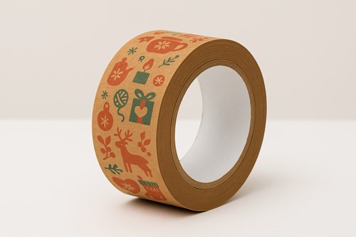 Taśma Świąteczna Papierowa Kraft 48mm/50mb