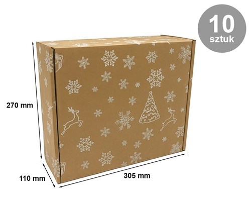 karton świąteczny, pudełko fasonowe, karton renifery, pakiet 10 sztuk, opakowanie e-commerce