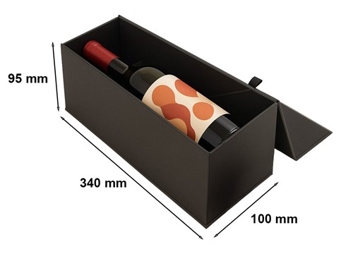 Pudełko na 1 wino CZARNE 340x100x95mm (zewn.) MAGNES