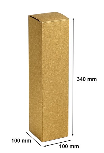 Pudełko ozdobne na wino 100x100x340mm Złote K-891