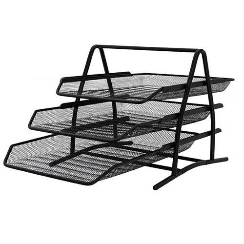 Szuflady biur. 3 szt. Q-Connect met. siatka czarny