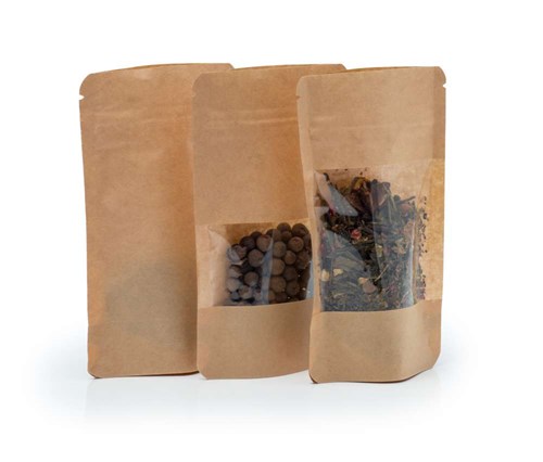 Doypack LIGHT KRAFT 500ml Duże Okno - 25 szt.