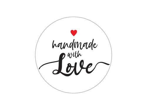 Naklejki okrągłe Białe Handmade with Love - wzór 7