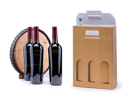Pudełko K-873 na 3 butelki wina Złote