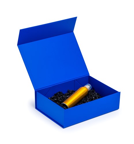 pudełko niebieskie 350x250x100, Pantone 293C, magnetyczne z klejem 3M, royal blue gift box, opakowanie premium