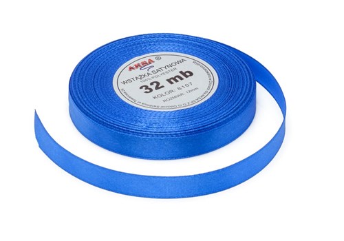 Wstążka satynowa 12mm niebieska 32m WS8107