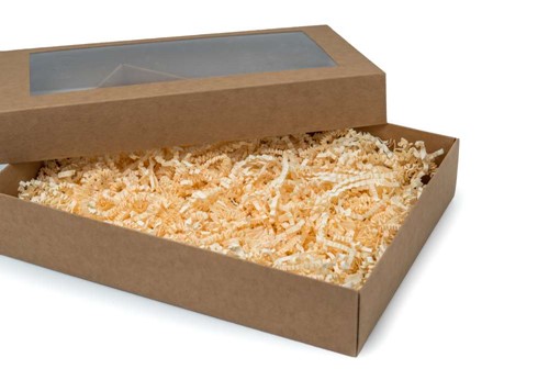 Pudełko ozdobne płaskie kraft 260x180x50mm z oknem