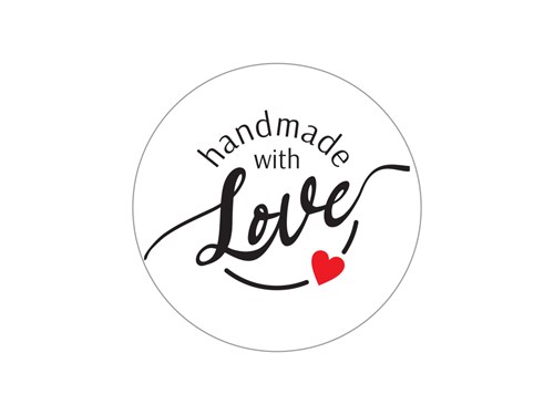 Naklejki okrągłe Białe Handmade with Love - wzór 5