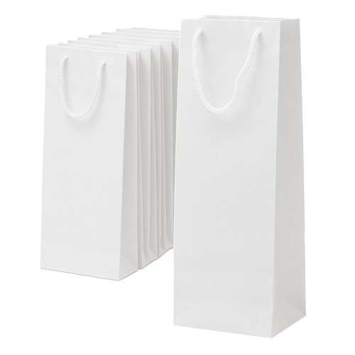 Torba Papierowa Ozdobna Na Wino 120x80x400mm Biała - Pakiet 10 szt