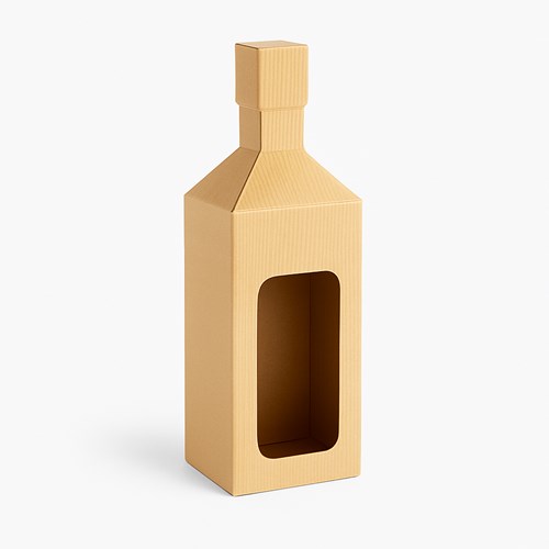 Karbowane pudełko na prezent winiarski 90x90x335mm