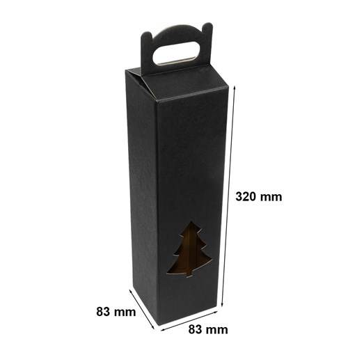 Pudełko na wino choinka czarne 83x83x320mm F217