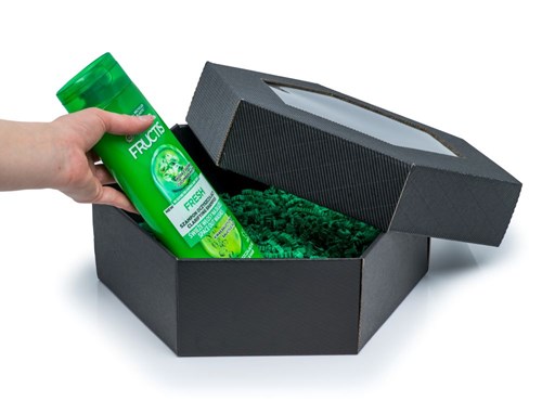 Pudełko karbowane czarne 240x240x90mm z oknem