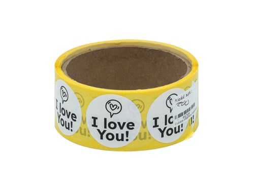 Naklejki okrągłe Białe Fi35mm ILove You 3 - 200szt
