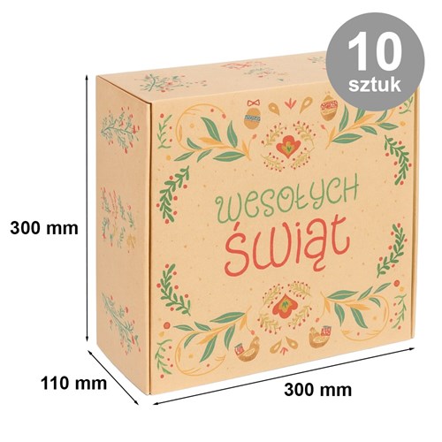 karton fasonowy, karton świąteczny, pudełko kraft, opakowanie prezentowe, Wesołe Święta