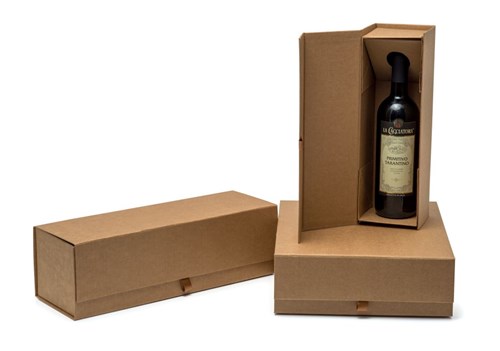 pudełko magnetyczne kraftowe na 2 lub 3 butelki