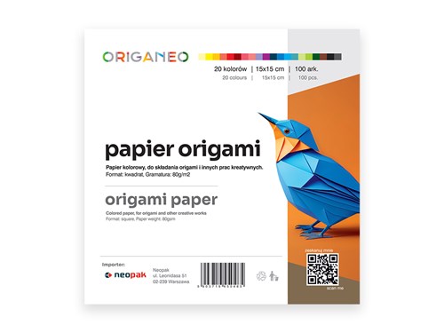 Papier do origami ORIGANEO mix 20 kolorów -15x15cm