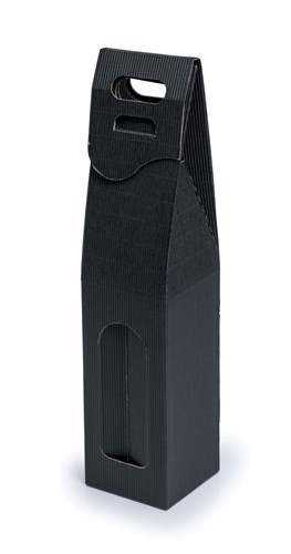 Pudełko karbowane czarne na wino 85x85x395mm