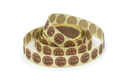 Naklejki okrągłe Kraft Handmade with Love - wzór 3