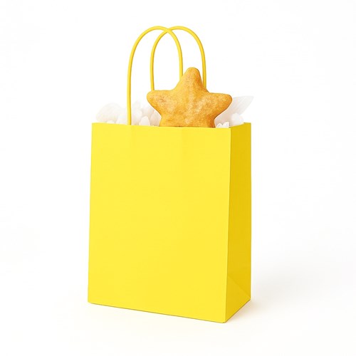 Żółta torebka papierowa 180x80x225 mm z uchwytem skręcanym – żywa, lekka i przyjazna naturze