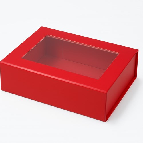 Pudełko Magnetyczne Czerwone z okienkiem 200x150x55mm (zew) F1