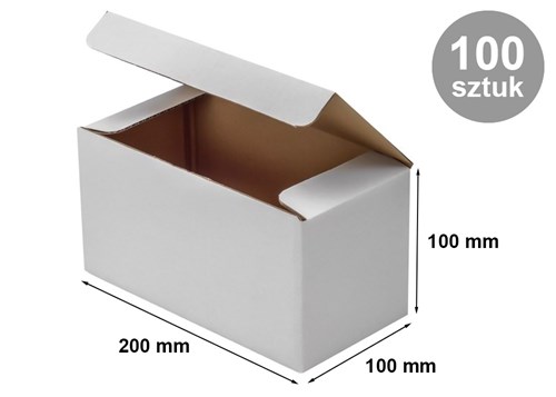Pakiet - Karton wykr. 200x100x100mm Biały - 100szt