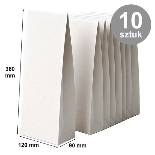 Torba papierowa KLOCKOWA 120X90X360 / BIAŁA - Pakiet 10 szt