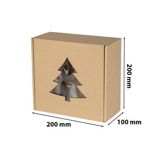 Pudełko z okienkiem choinka 200x200x100mm świąteczne 