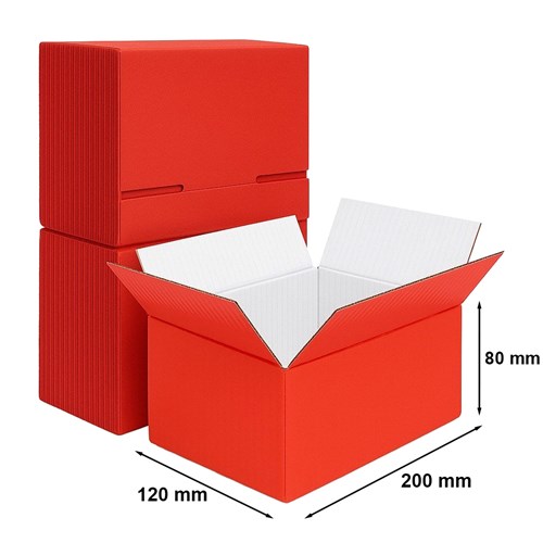 Pakiet 100 czerwonych kartonów klapowych 200x120x80 mm – opakowania wysyłkowe i prezentowe