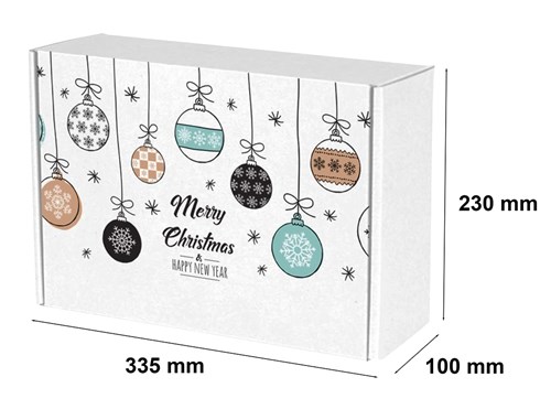 Pudełko świąteczne 335x230x100mm Bombki F427