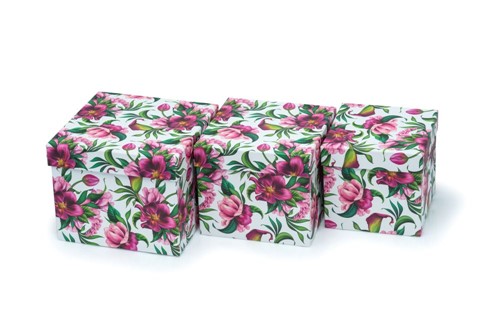Zestaw pudełek KWADRAT KWIATY (3 szt)