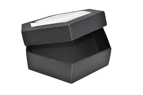 Pudełko karbowane czarne 240x240x90mm z oknem