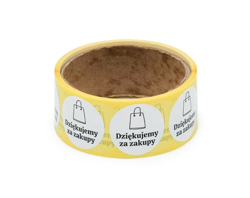 Naklejki okrągłe Białe Dziękujemy za zakupy -torba