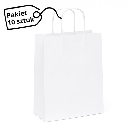 Pakiet - Torba papierowa na prezent 240x100x320 / BIAŁA 10szt