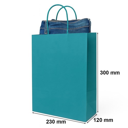 Morska torebka papierowa 230x120x300 mm z uchwytem skręcanym – styl i ekologia
