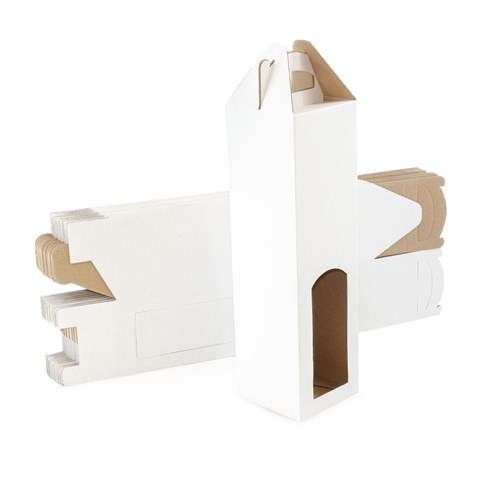 Kartony fasonowe z oknem, na butelkę 97x97x330mm Białe 10szt