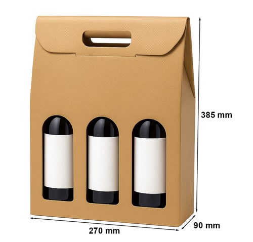 Pudełko K-873 na 3 butelki wina Złote