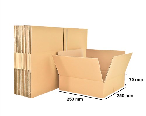 Kartony Klapowe 250x250x70mm, 100 sztuk