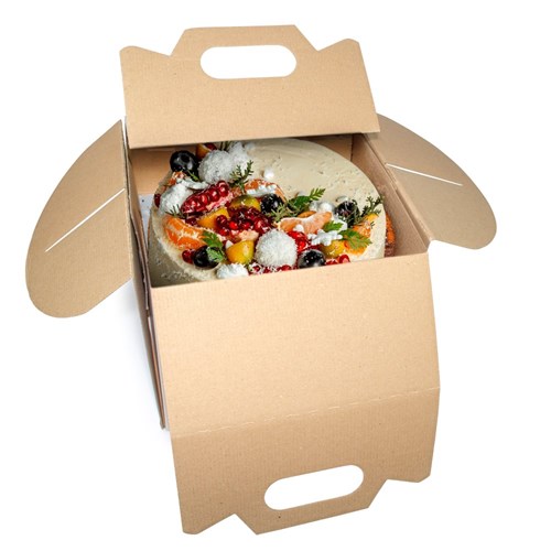 Karton Pudełko na Tort Ciasto 26x26x12 cm Biały z rączką