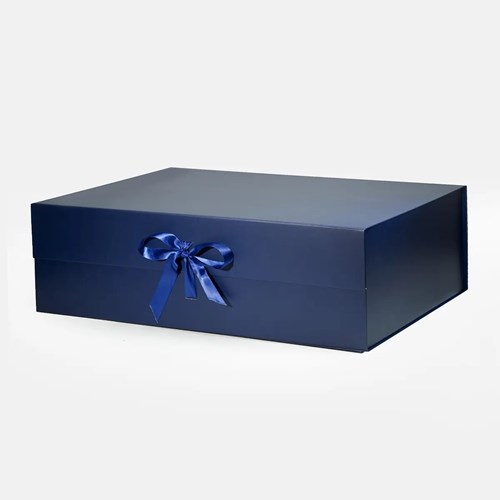 Granatowe pudełko magnetyczne prezentowe XXXL 700x500x202 mm z wstążką
