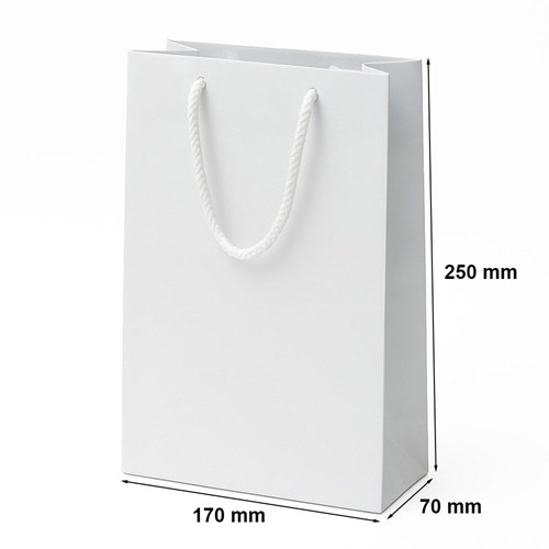 Pakiet 2 białych laminowanych toreb prezentowych Prestige 170x70x250 mm