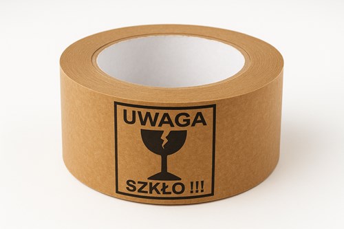 Taśma Papierowa samoprzylepna Uwaga Szkło 50mm/50m