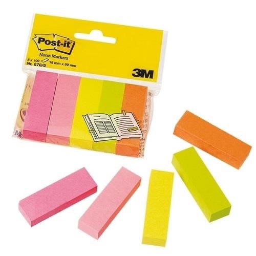 Zakładki Indeksujące Post-It 15x50 5x100szt. mix k