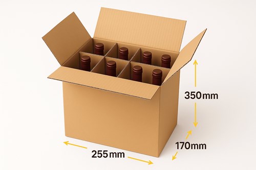 Karton klapowy na 6 sztuk butelek szklanych 255x170x350